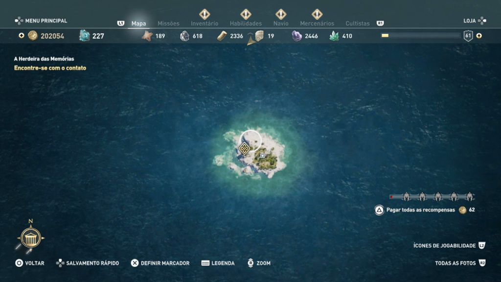 Assassin's Creed Odyssey trident poseidon respirar debaixo dagua