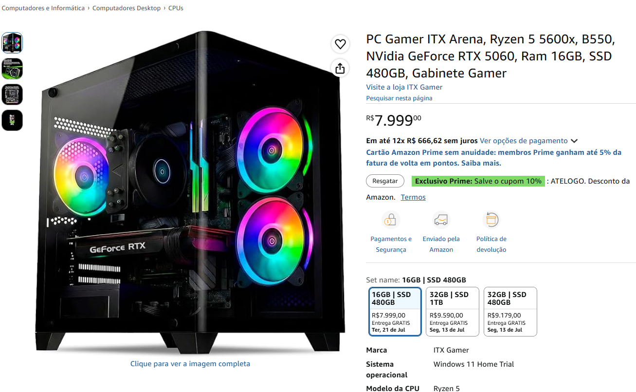 desktop itx amazon prime day